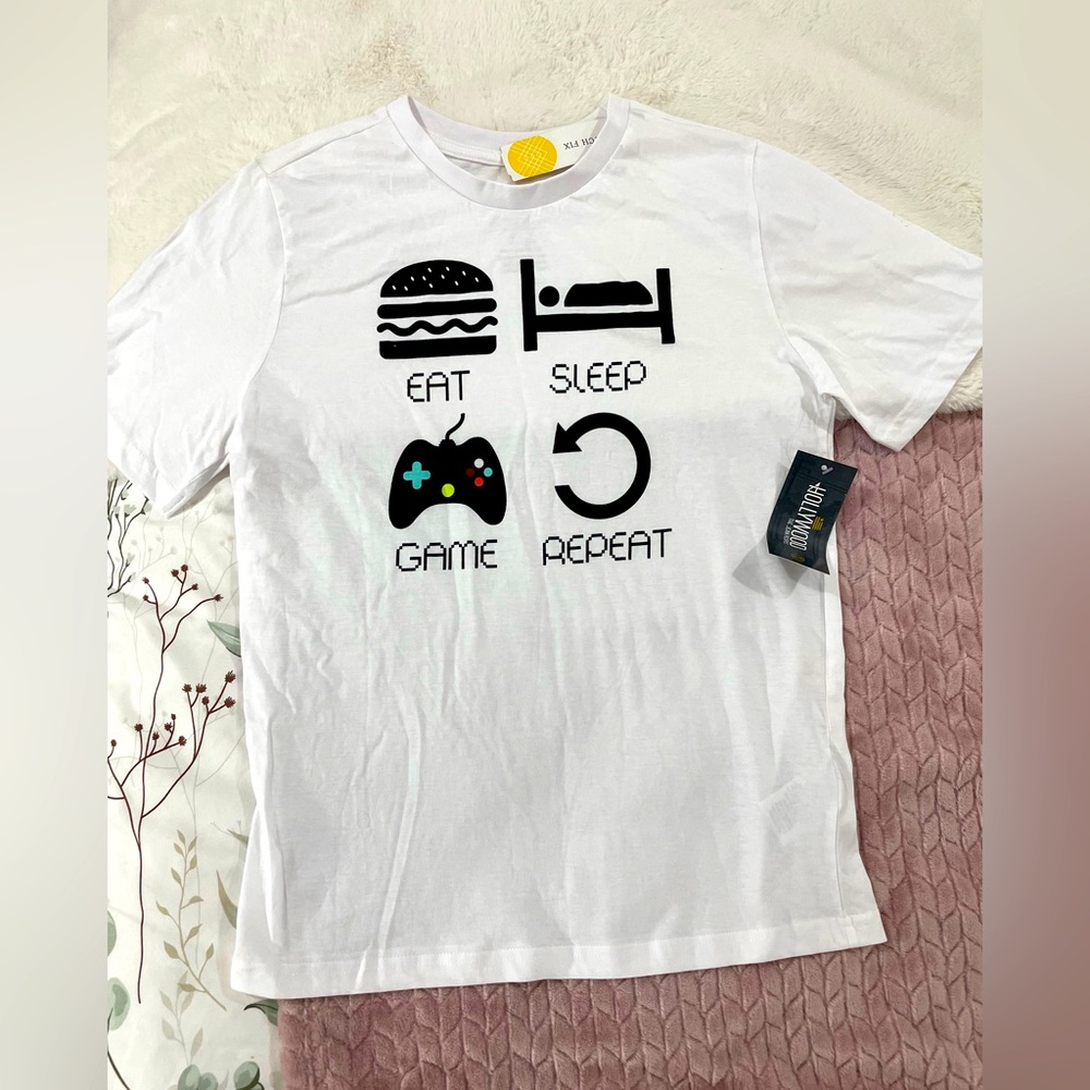 Funny t-shirt “eat, sleep, game, repeat”